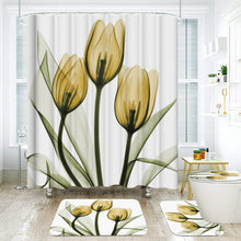 Load image into Gallery viewer, Colorful Tulip Lotus Flowers Trees Shower Curtain Sets Non-Slip Rugs Toilet Lid Cover and Bath Mat Waterproof Bathroom Curtains