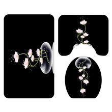 Load image into Gallery viewer, Colorful Tulip Lotus Flowers Trees Shower Curtain Sets Non-Slip Rugs Toilet Lid Cover and Bath Mat Waterproof Bathroom Curtains