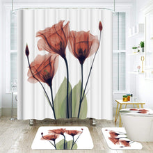 Load image into Gallery viewer, Colorful Tulip Lotus Flowers Trees Shower Curtain Sets Non-Slip Rugs Toilet Lid Cover and Bath Mat Waterproof Bathroom Curtains
