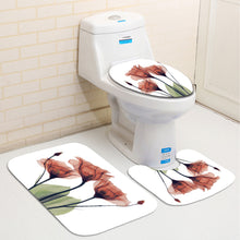 Load image into Gallery viewer, Colorful Tulip Lotus Flowers Trees Shower Curtain Sets Non-Slip Rugs Toilet Lid Cover and Bath Mat Waterproof Bathroom Curtains
