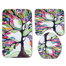 Load image into Gallery viewer, Colorful Tulip Lotus Flowers Trees Shower Curtain Sets Non-Slip Rugs Toilet Lid Cover and Bath Mat Waterproof Bathroom Curtains
