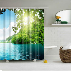 high quality adventures of Unicorn and Cat Printed Shower Curtains Bath Products Bathroom Decor with Hooks Waterproof
