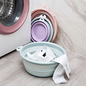 Travel Folding Wash Basin Bucket Container Portable Fruit Basin Collapsible Silicone Washtub Baby Washbasin Bathroom Accessories